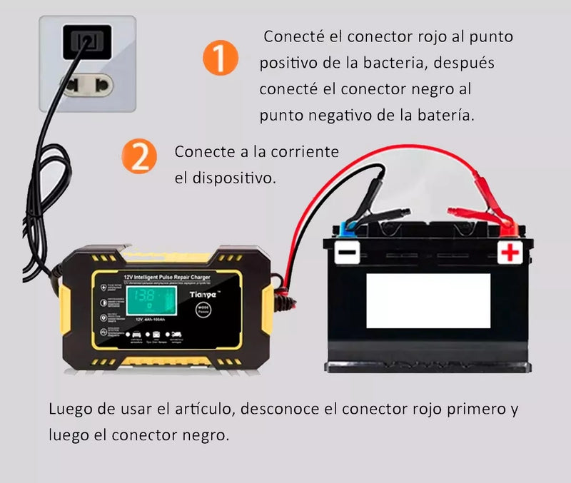 Cargador Batería Carro Moto 12v Pantalla
